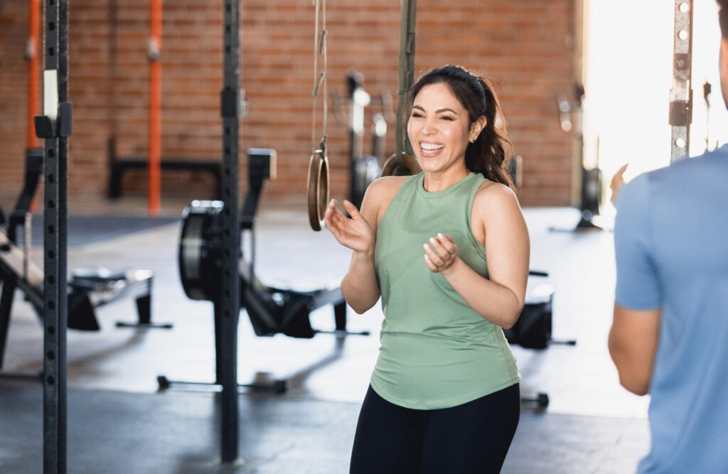 Encouraging fitness instructor