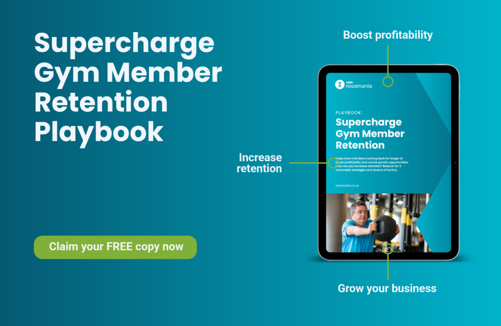 A banner showing the Xplor Gym Supercharge Gym Member Retention Playbook. CTA button explaining you can get it for free