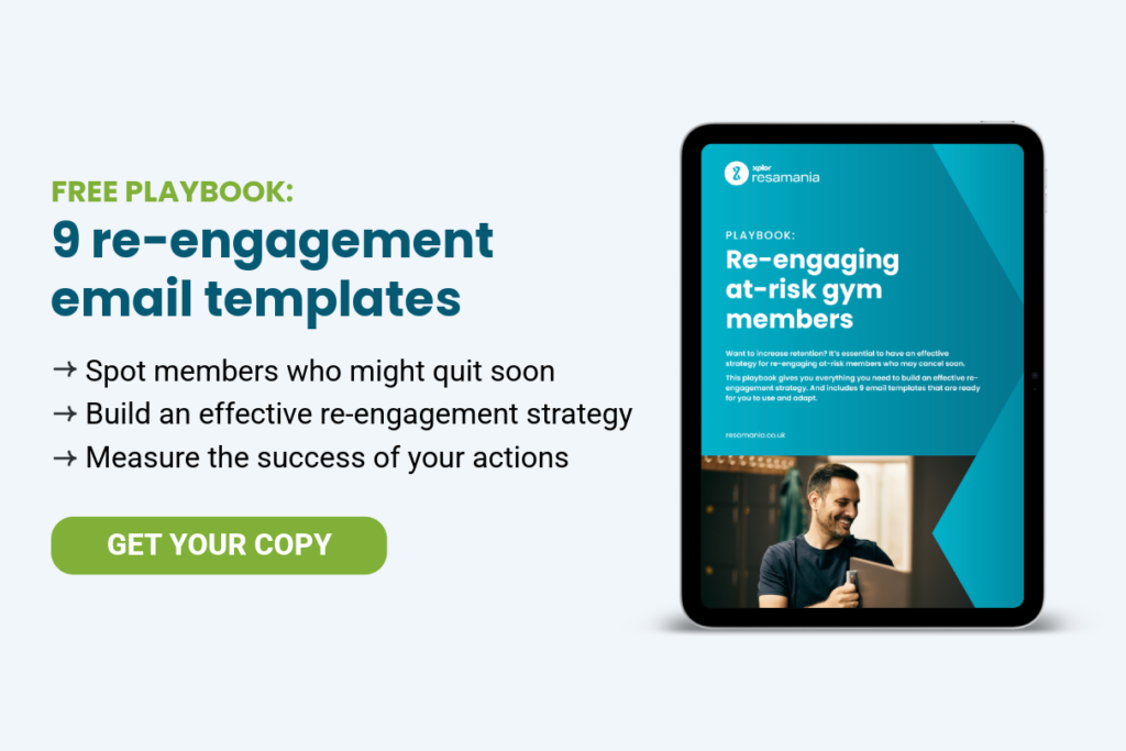An image promoting the free Playbook for Re-Engaging At-Risk Gym Members