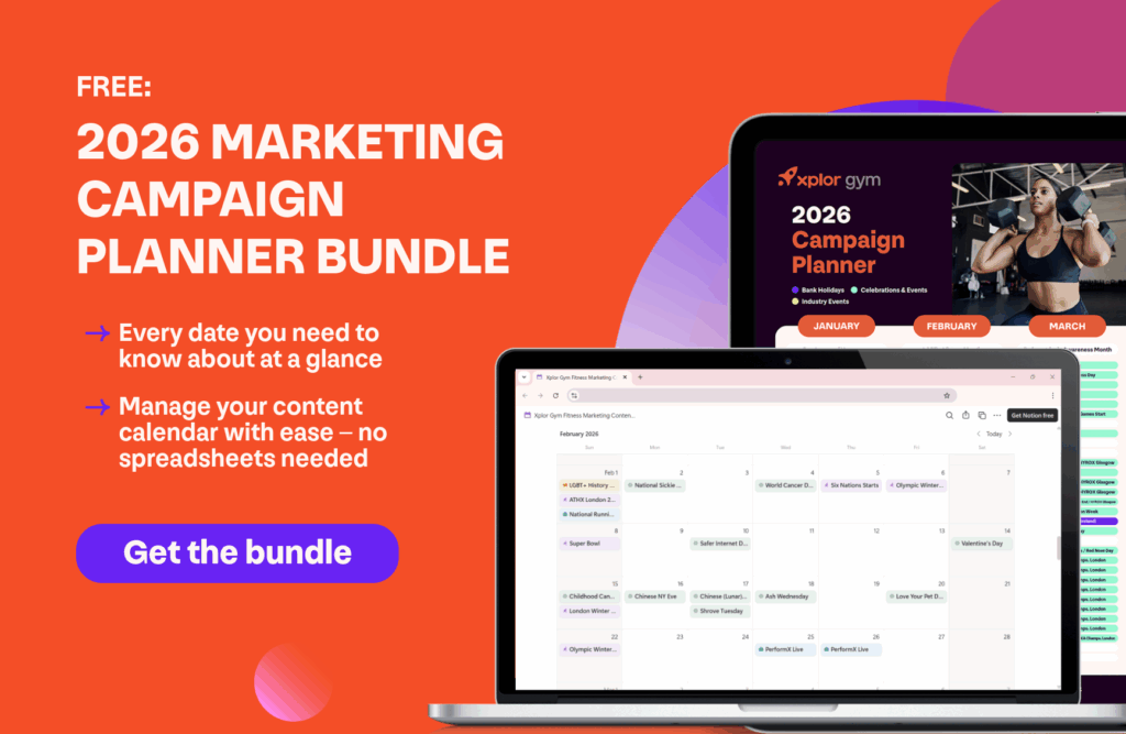 Banner promoting the Gym Marketing Campaign Planner for 2025