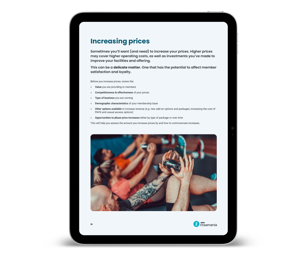 An image of the Gym Membership Pricing Strategy Guide on a tablet device