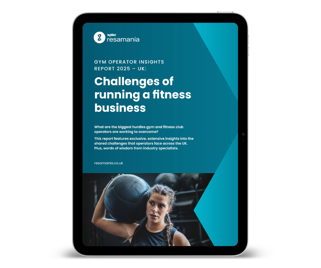 An image of the Resamania UK Gym Operator Insights Report 2025 on a tablet device.